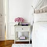 Beautiful Gustavian-Style Bedside Table with Removable Tray.  Photo by Georgianna Lane
