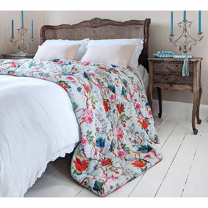 Botanical Chinoiserie Quilted Bedspread