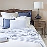 Large Size Cotton White and Blue Bedspread