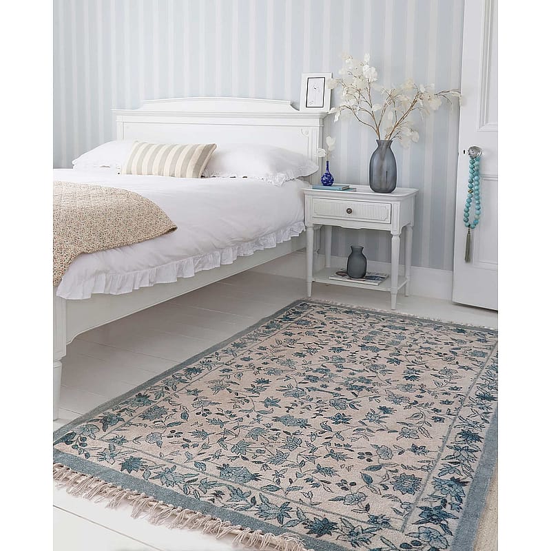 Delft Blue Floral Rug | Delft Style Rug with Blue Floral Pattern