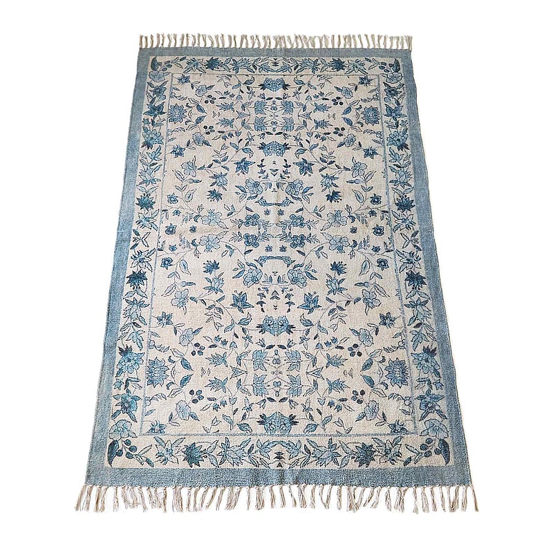 Delft Blue Floral Rug | Delft Style Rug with Blue Floral Pattern