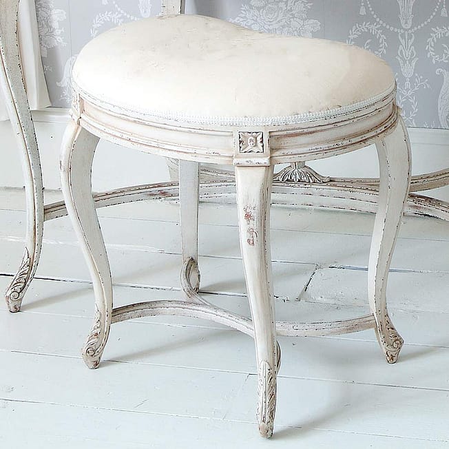 Delphine Distressed White Painted Stool