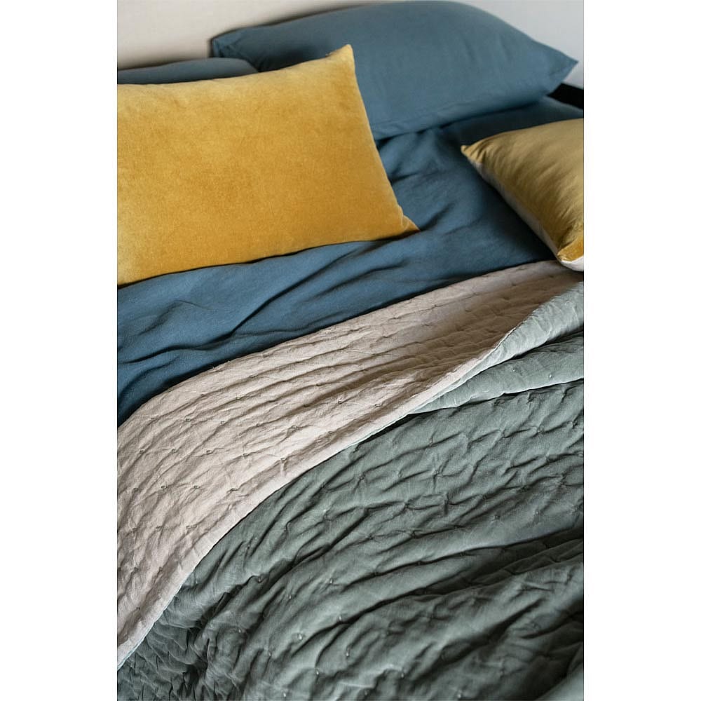Duck Egg Blue Velvet Quilted Bedspread Sea Foam Duck Egg Blue Quilted