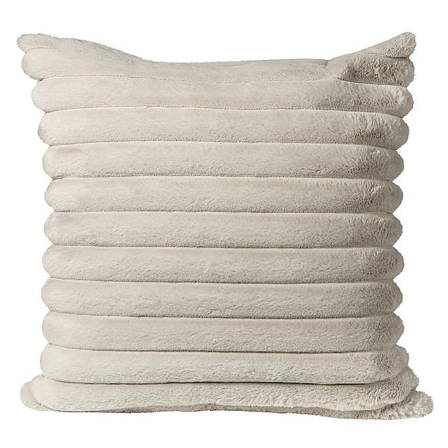 Oatmeal Fluted Faux Fur Square Bedroom Cushion