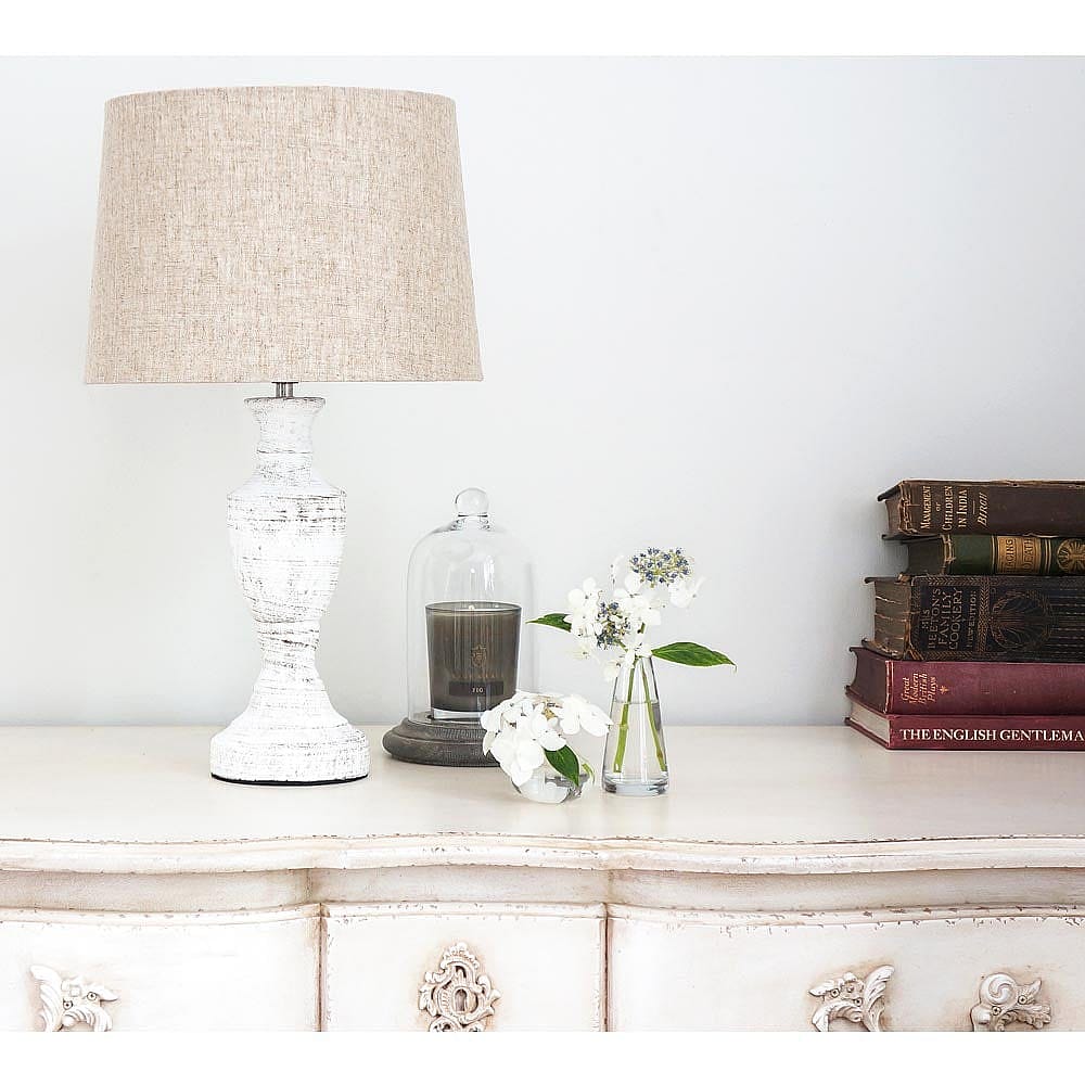 Fawn French Bedside Lamp Wooden Effect Bedside Table Lamp with