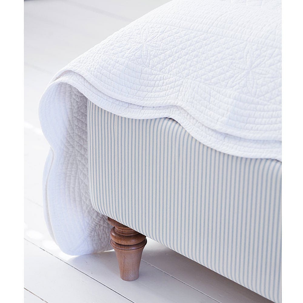 French White Cotton Quilted Bedspread & Pillow Sham Set White Ornate