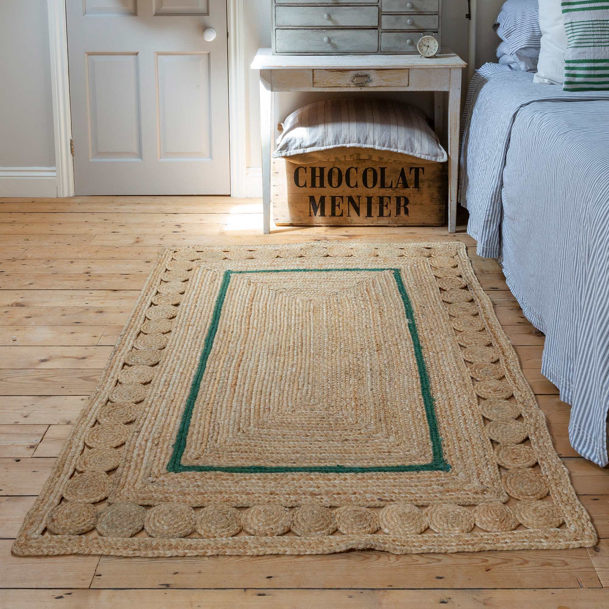 Green Jute Rug Jute Rug With Green Detail