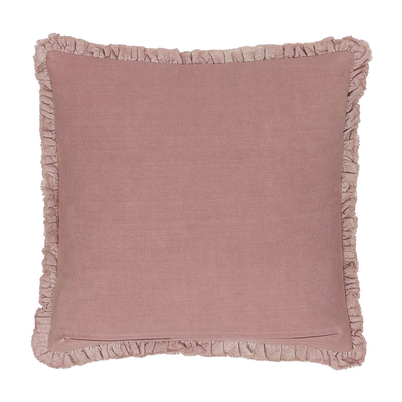 Lara Ruffled Velvet Cushion in Rose | Cotton Velvet Ruffled Bedroom ...