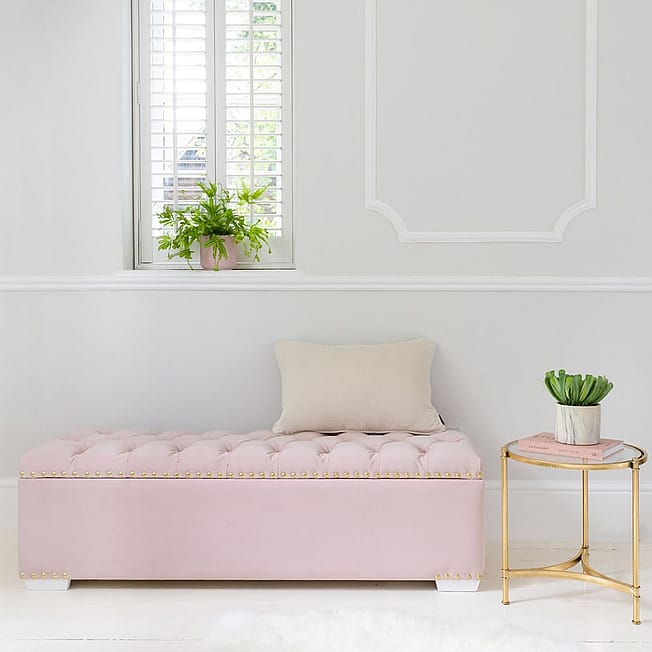 Gorgeous Pink Upholstered Ottoman