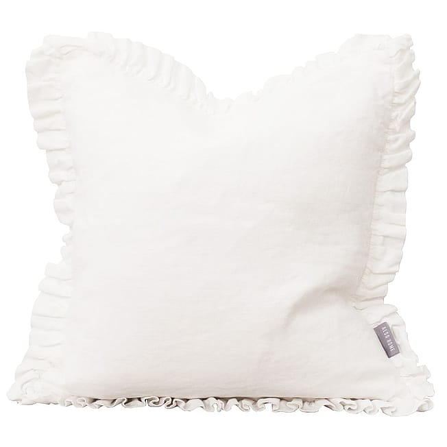 Oli Ruffle White Linen Cushion