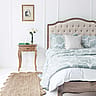 Linen Bedroom Cushion with Ruffled Border