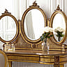 Exquisite Hand-Carved Three Mirror Gold Bedroom Dressing Table