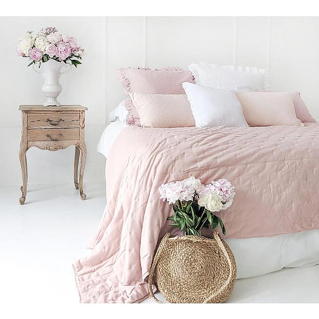 Peachskin Quilted Bedspread in Pink