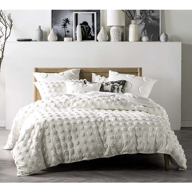 Prancing Pom Pom Bed Linen Set in Soft White