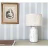 White Floral Ceramic Table Lamp with a Cotton Shade