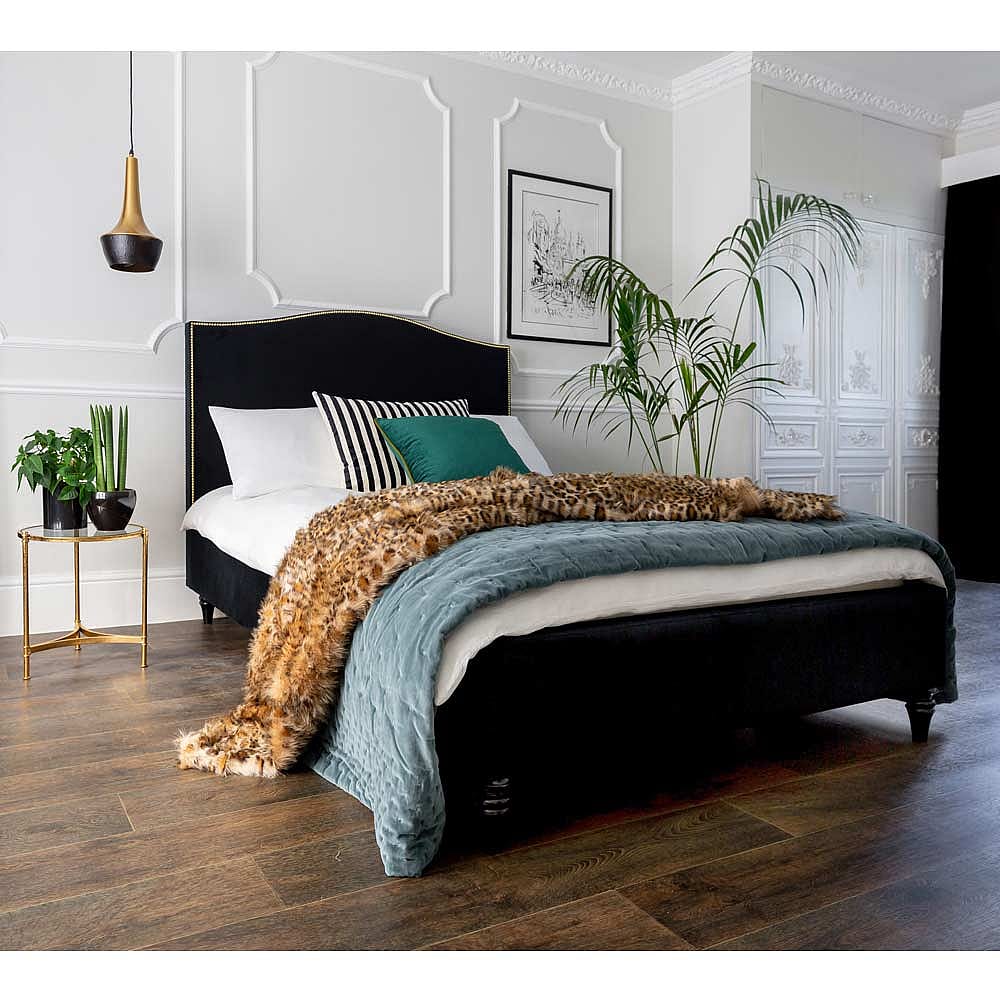Soho Black Velvet Bed Luxury Upholstered Superking Bed