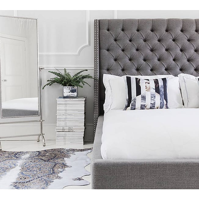 Studs & Buttons Grey Upholstered Bed