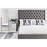 Silver Studded Large Upholstered Bed With Chesterfield Buttoning