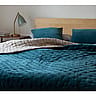Deep Teal Blue Velvet Luxury Bedspread