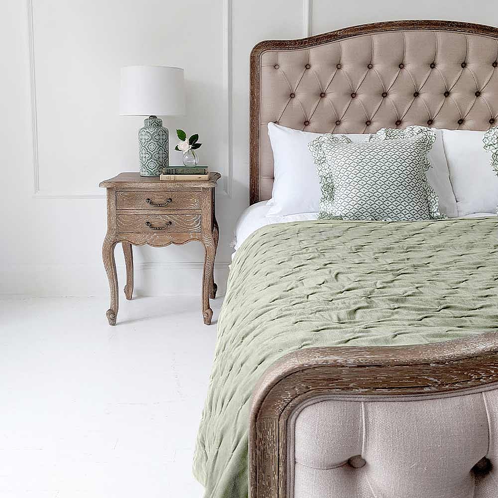 The Luxuriator Bedspread in Sage Green Velvet | A Quilted Sage Green ...