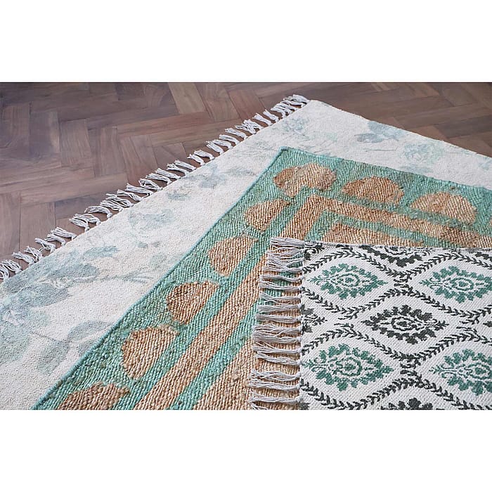 Tumbling Roses Rug | Floral Vintage Style Rug in a Green Floral Pattern