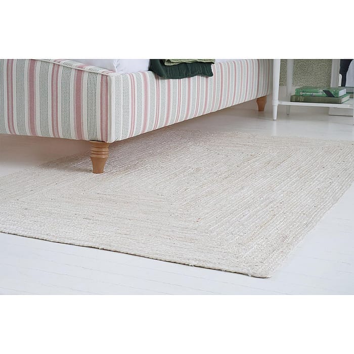 White Jute Rug | Rectangle Braided White Jute Rug