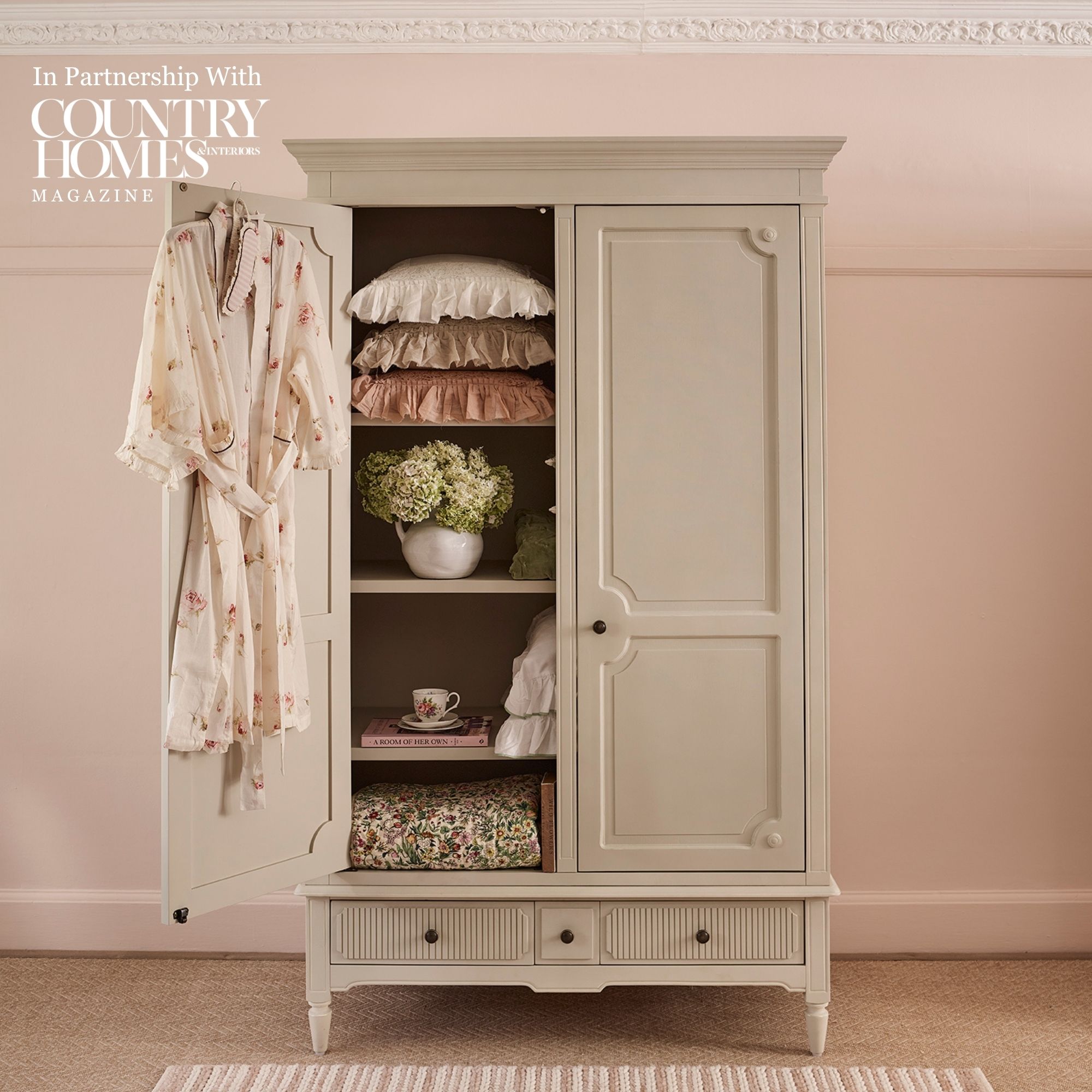 Avenue d’Amour Oatmeal 2-Door French Armoire