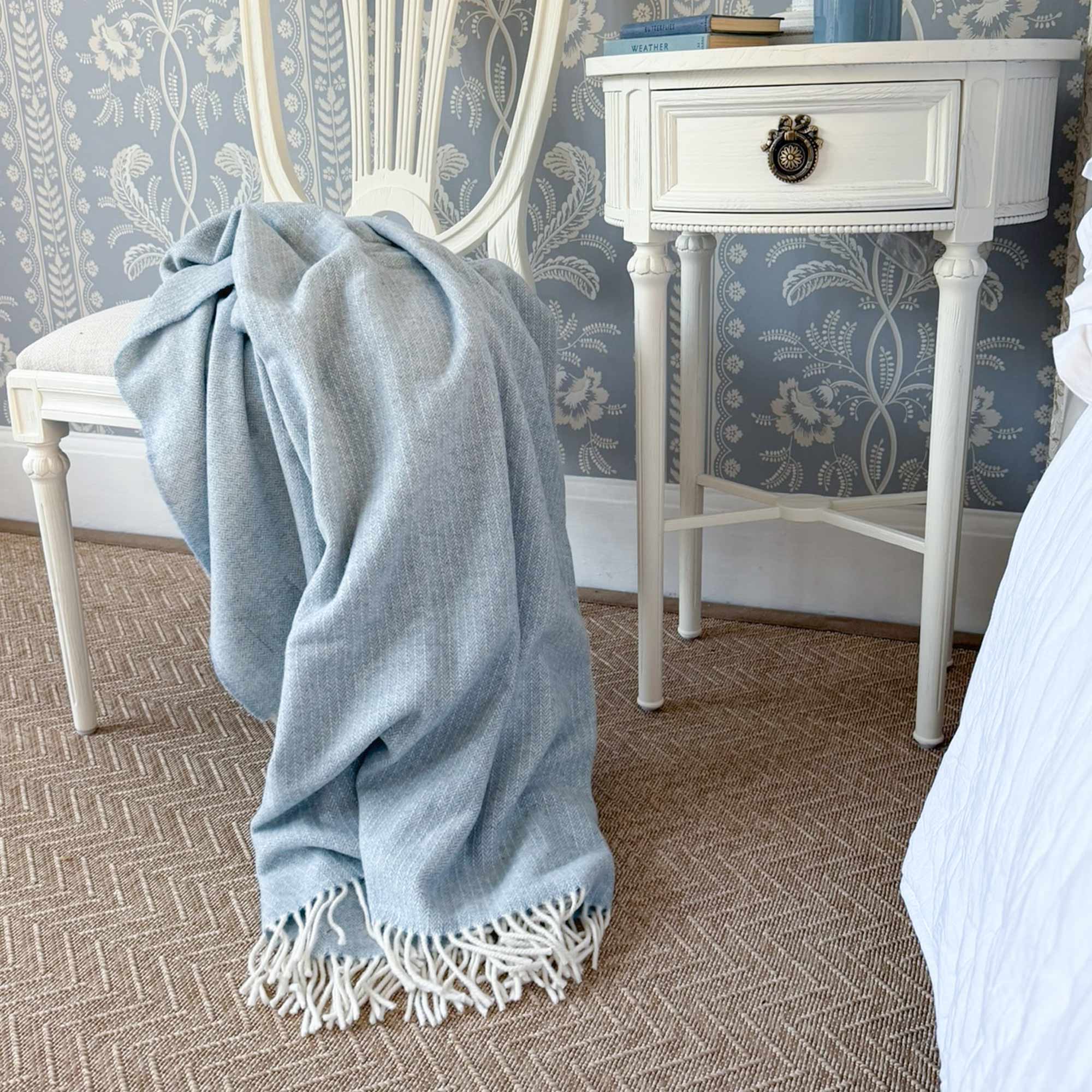 Schlumped Cashmere Throw in Sky Blue