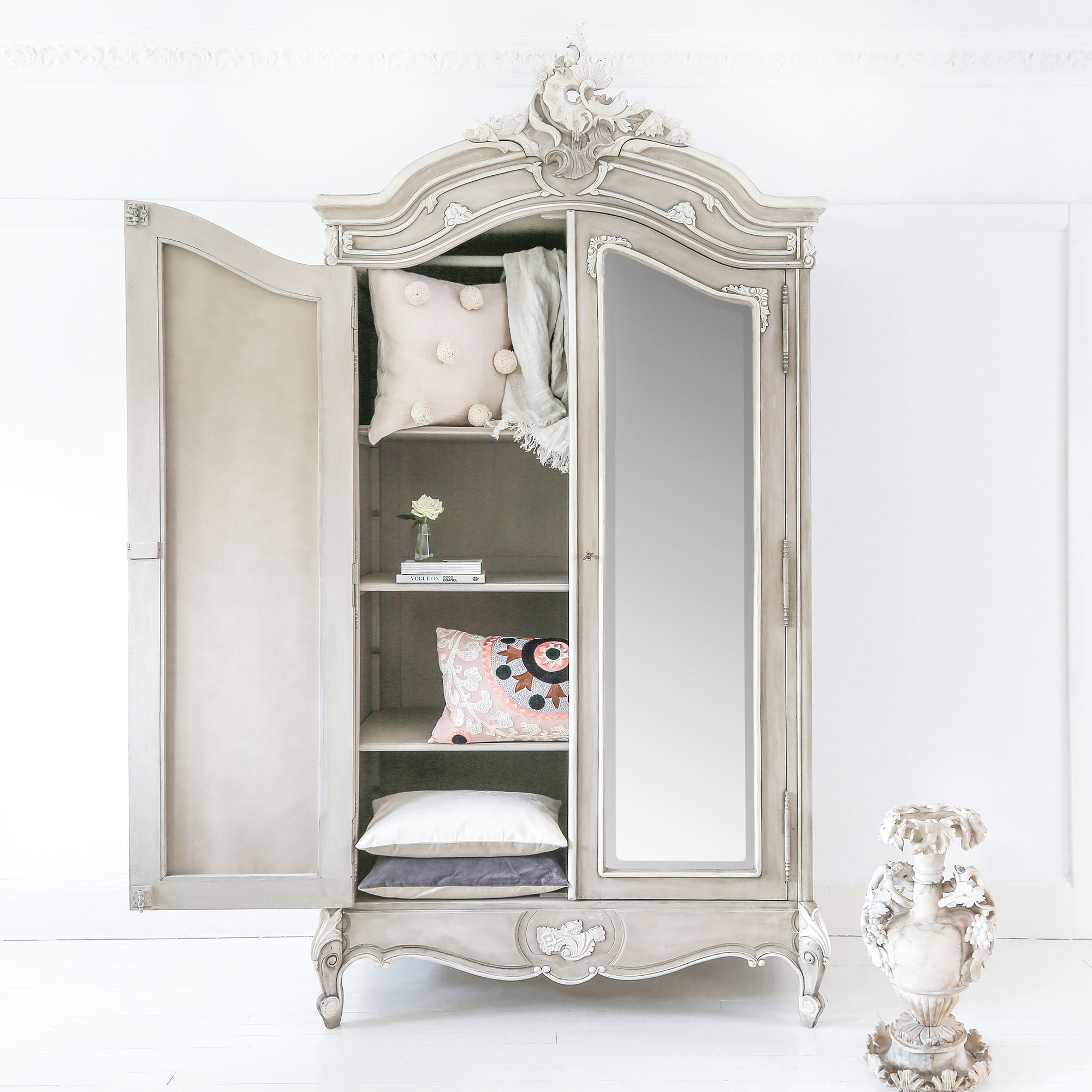 Amour 2-Door Mirror Fronted French Armoire