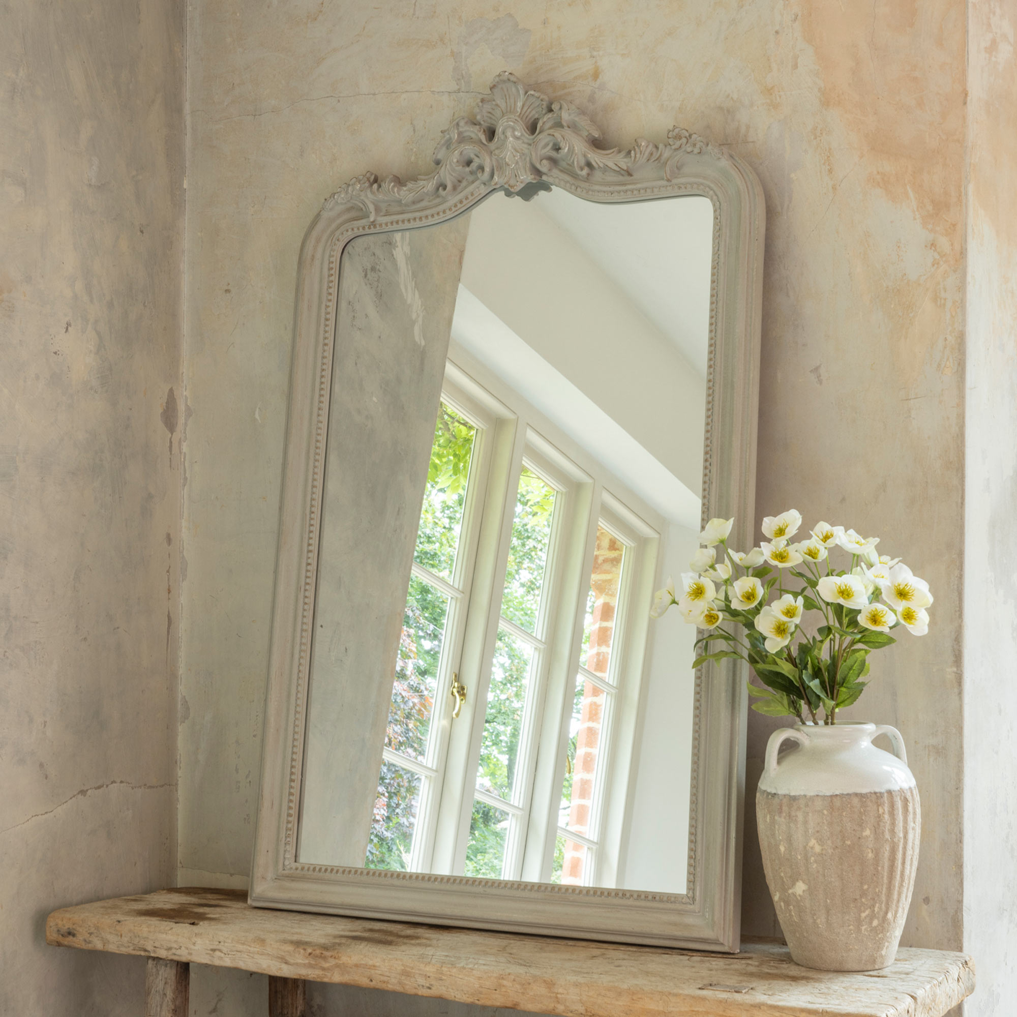 Ornate Antique Grey Mirror With Slight Distemper