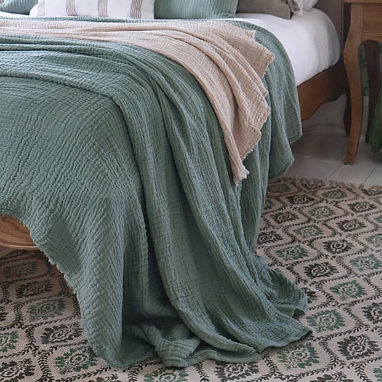 Crinkle Throw in Sage Green Crinkle Throw in Sage Green