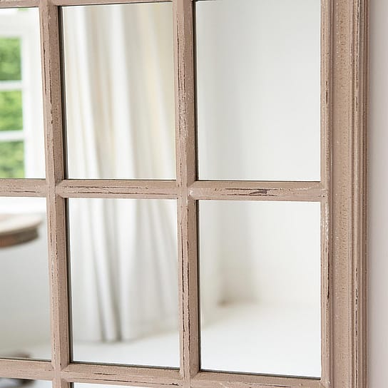 Antique Panelled Curved Georgian Style Window Mirror Antique Panelled Curved Georgian Style Window Mirror