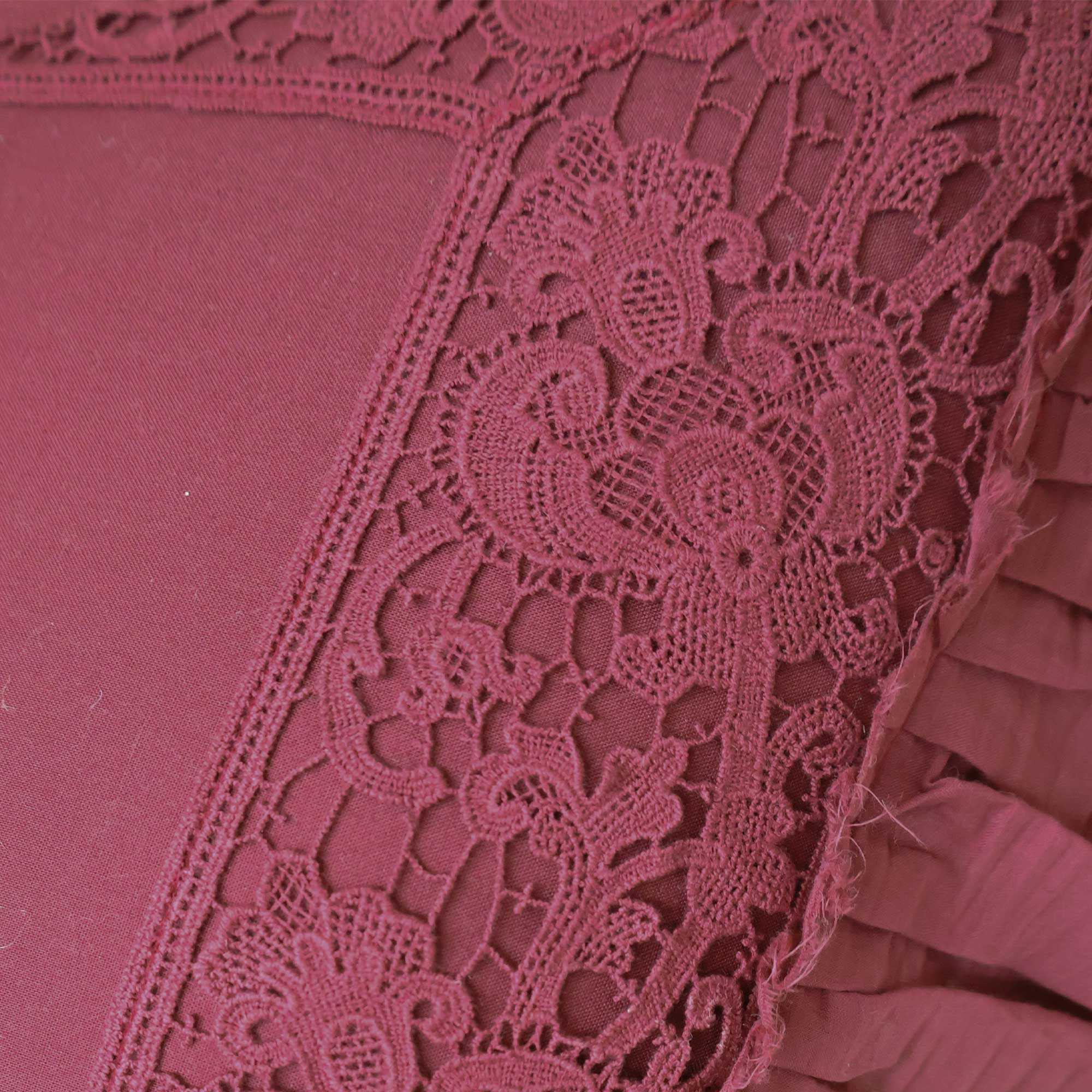 Lace Detail Cushion In Berry