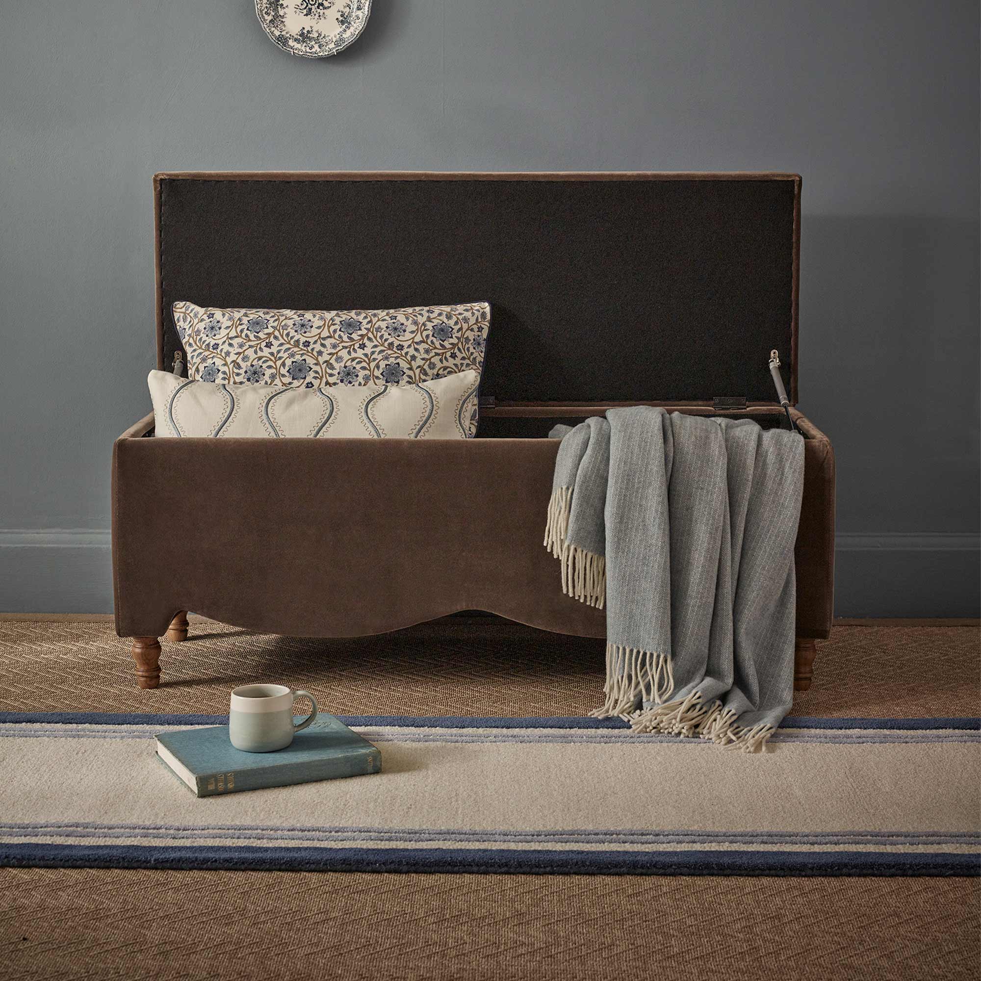 Wool Runner with Coastal Blue and Pale Blue Boarder Stripes