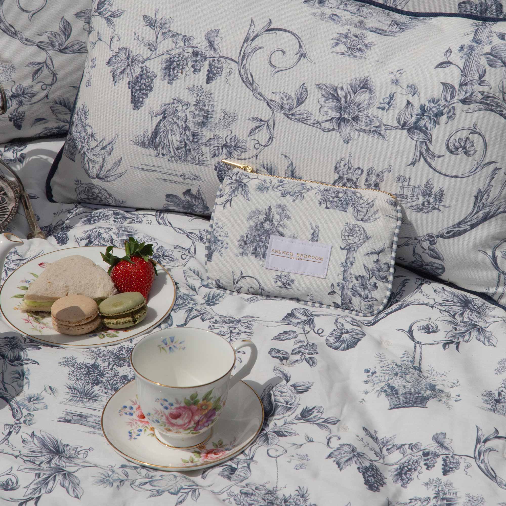 French Toile Makeup Clutch