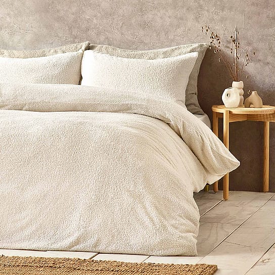 Natural Cream Boucle Duvet Cover Set Natural Cream Boucle Duvet Cover Set