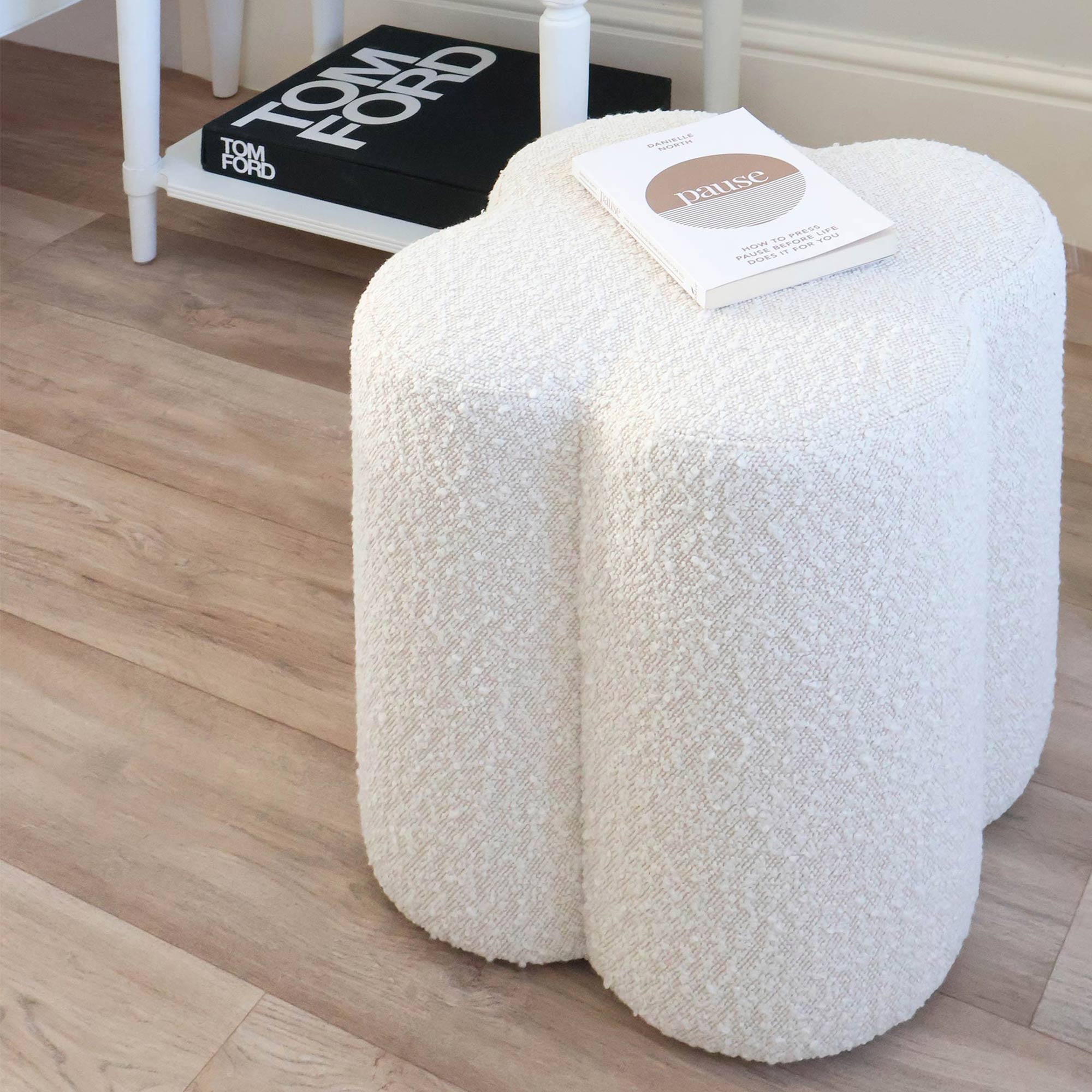 ivory clover pouffe