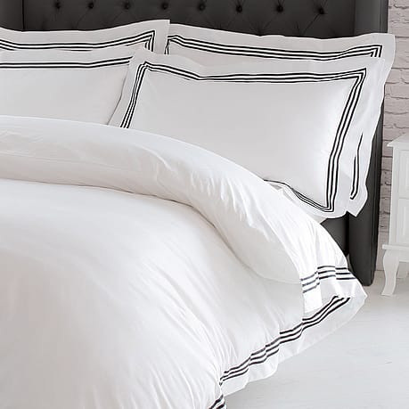 White Bed Linen with Black Trim  White Bed Linen with Black Trim