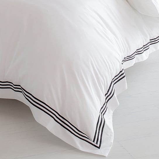 White Bed Linen with Black Trim White Bed Linen with Black Trim