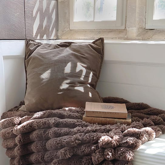 Brown Cushion with Flat Piped Edges Brown Cushion with Flat Piped Edges