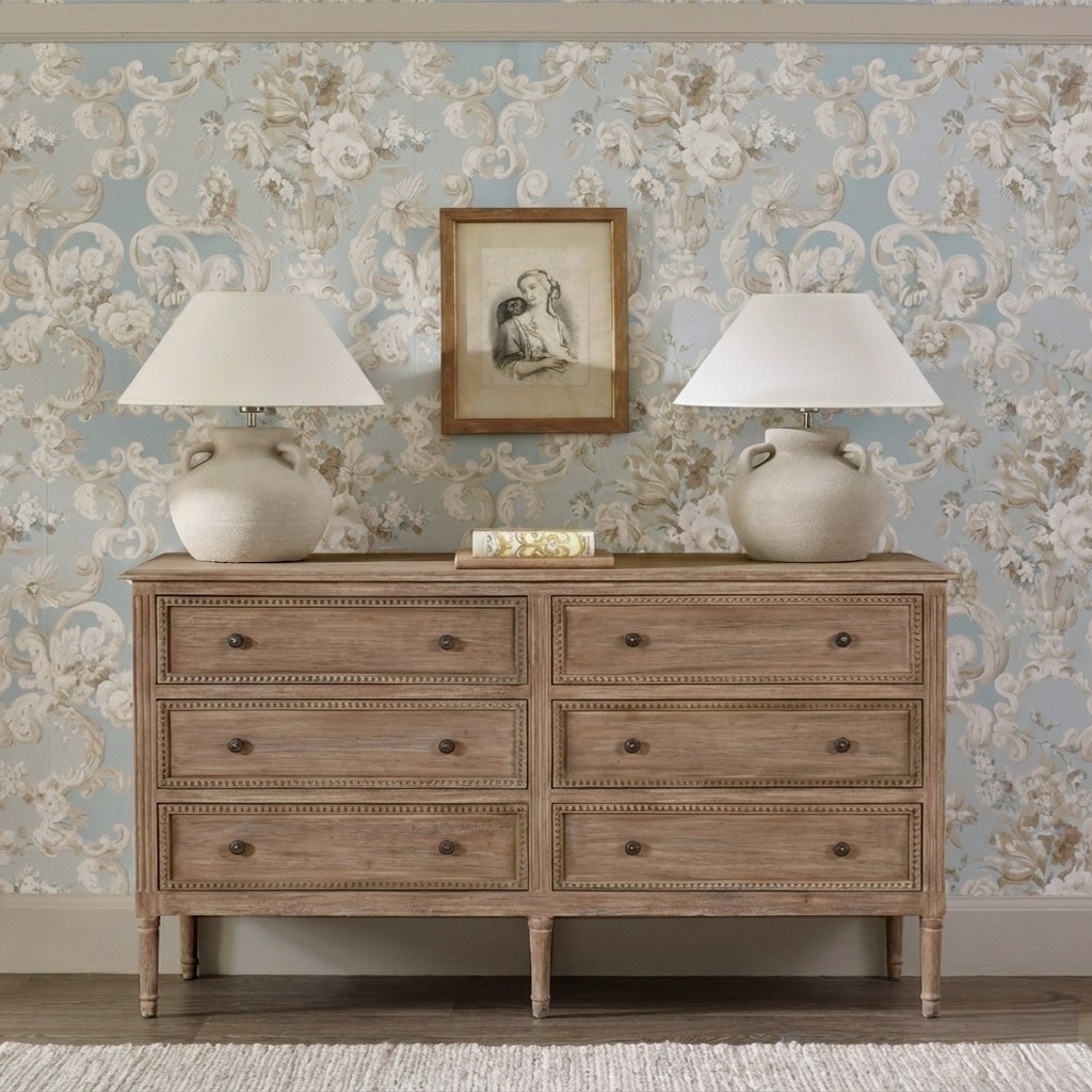 Clair de Lune Double Chest With Fluting and Beading