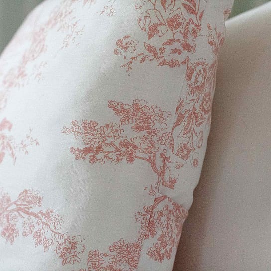 French Toile Design Cushion in Pink and White French Toile Design Cushion in Pink and White