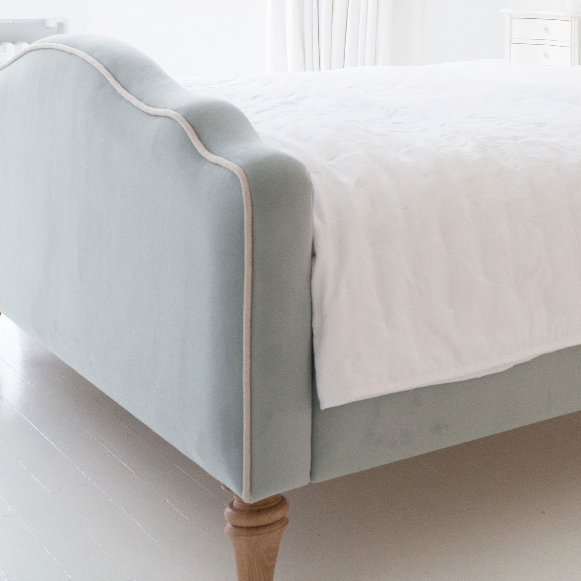 Debutante Pale Blue Velvet Upholstered Bed
