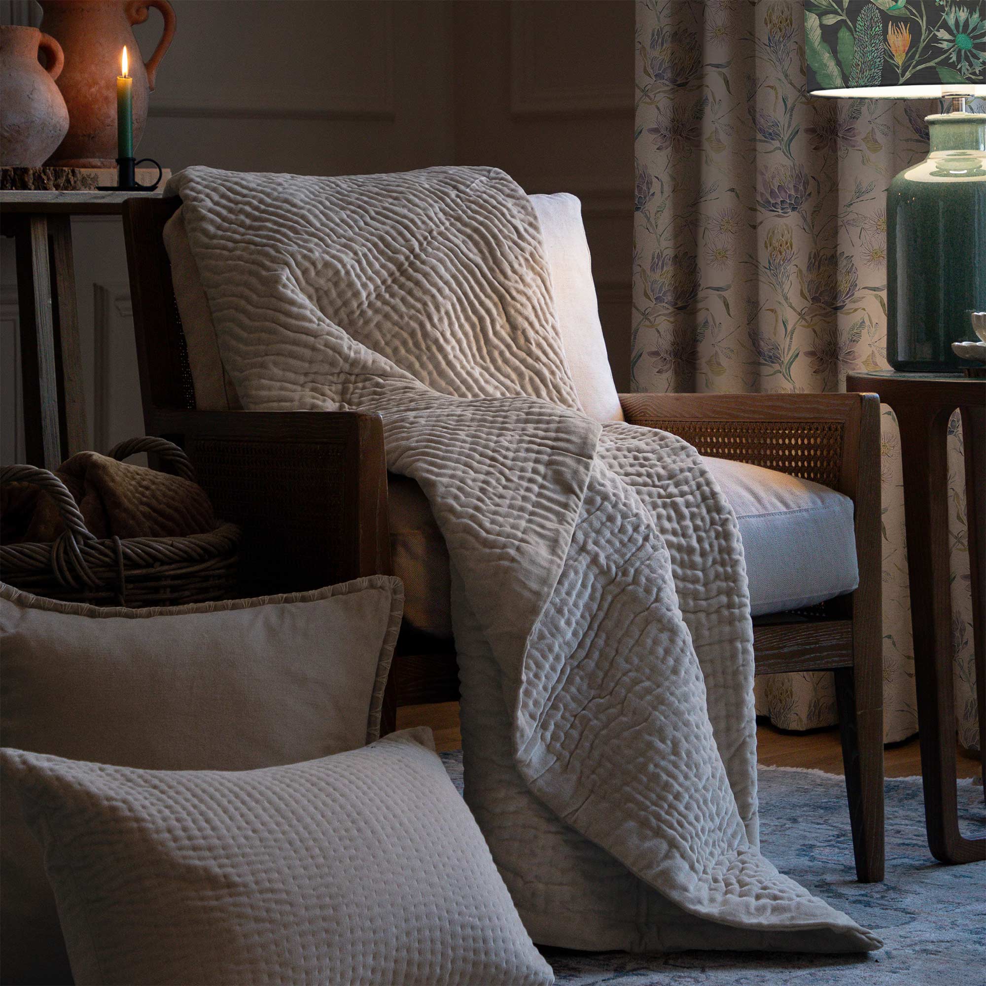 Deep Dreams Velvet Throw in Pearl