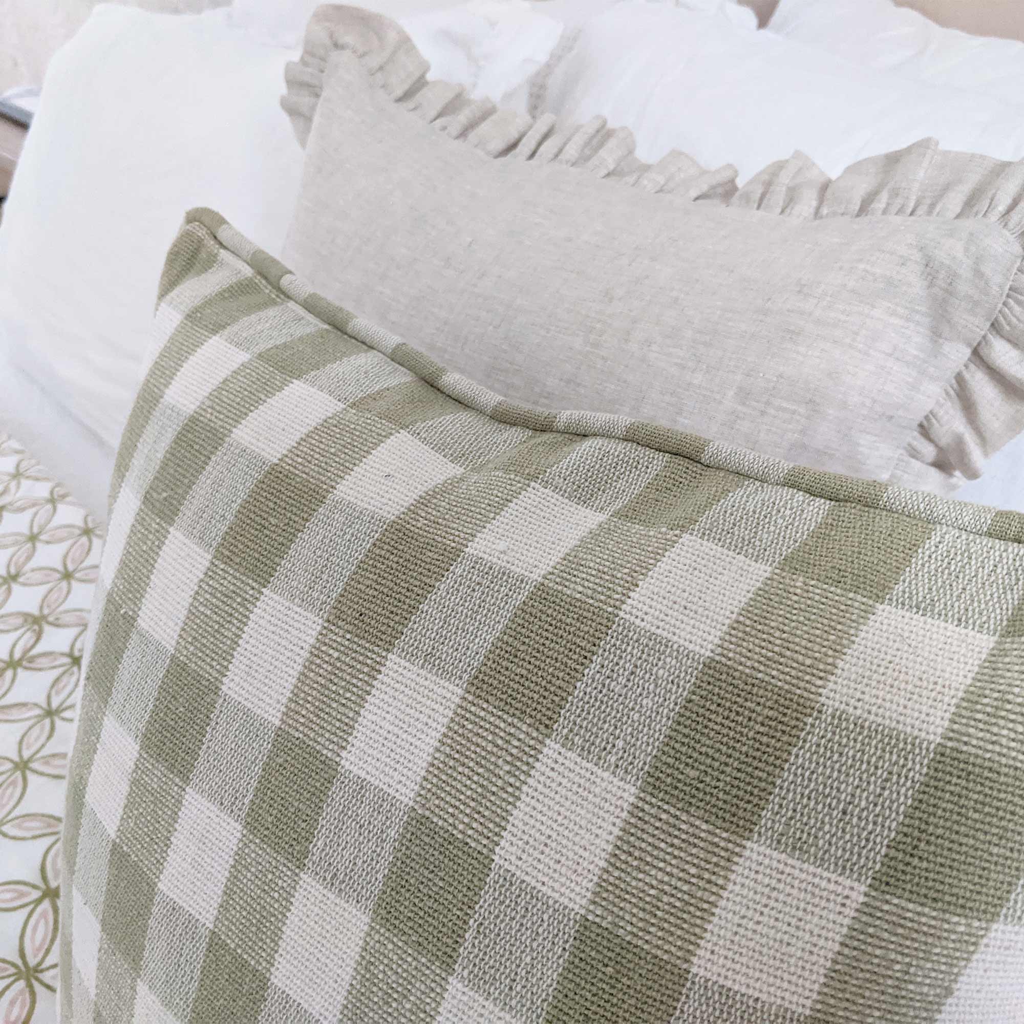 Delilah Green Gingham Cushion