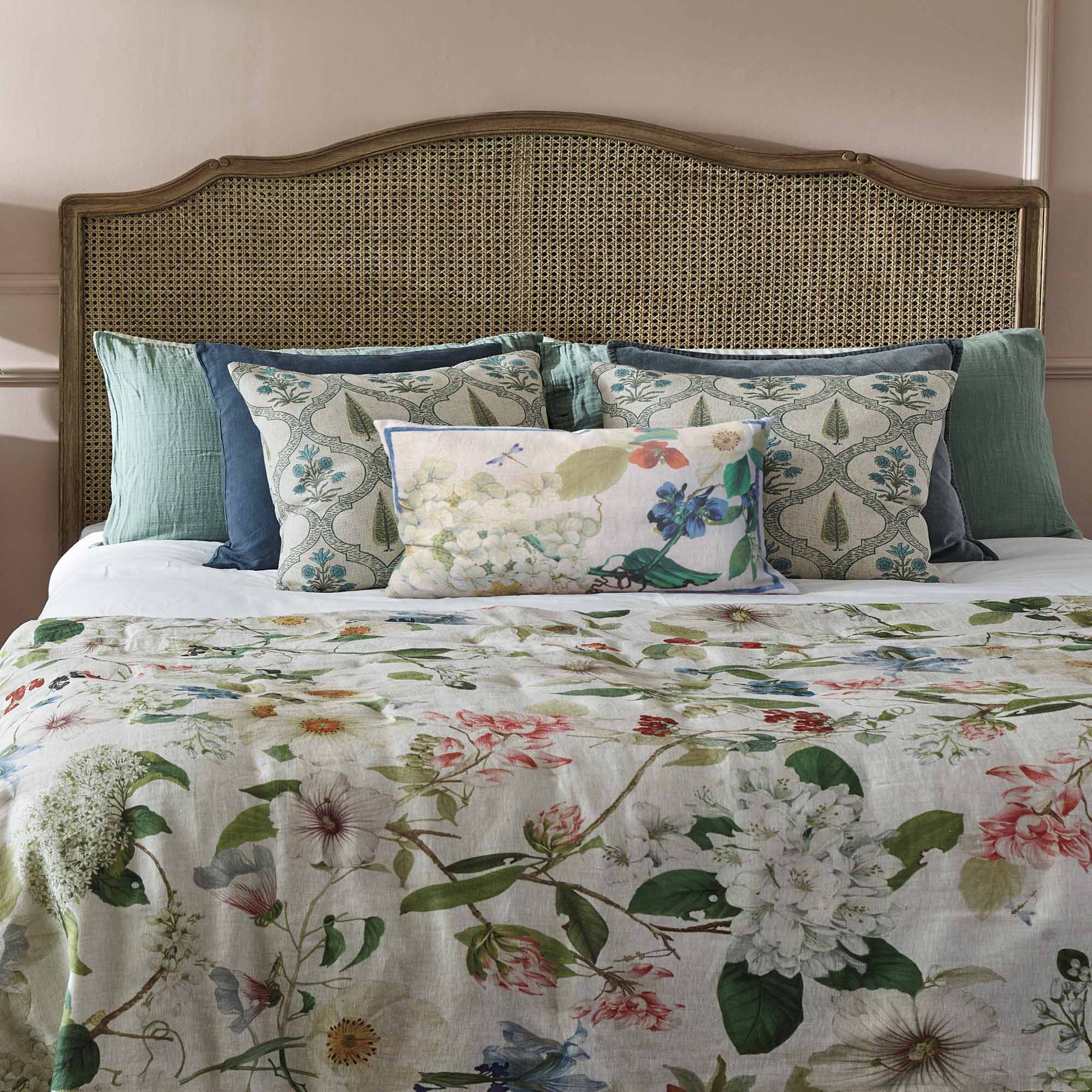 Floral Boudoir Linen Bedroom Cushion