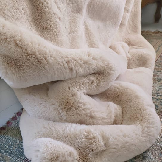 Faux Fur Throw in Oatmeal Faux Fur Throw in Oatmeal