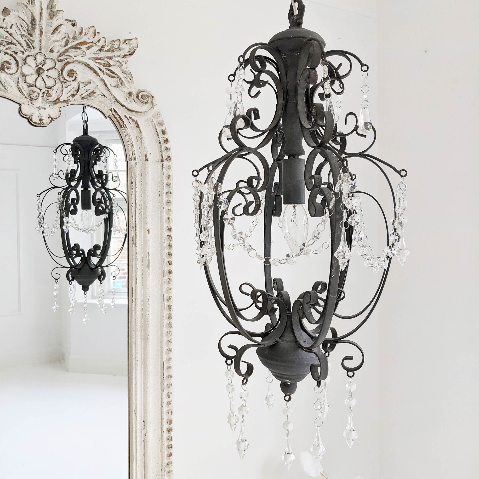 Petite French Chandelier in Antique French Grey