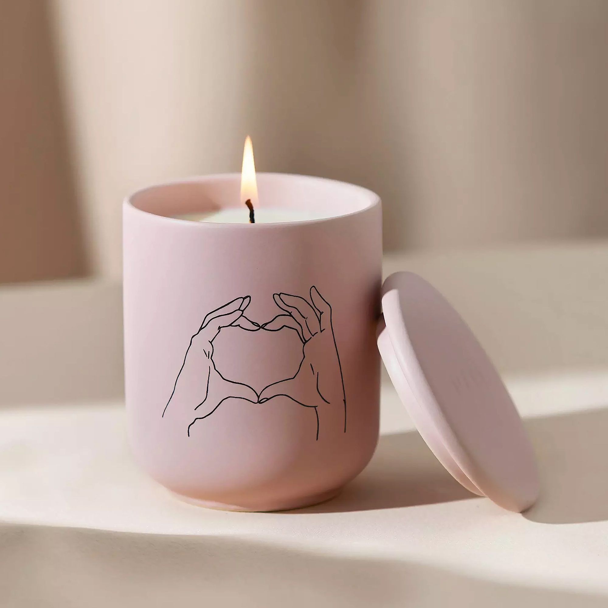  Pink Home Candle with Heart Line Drawin