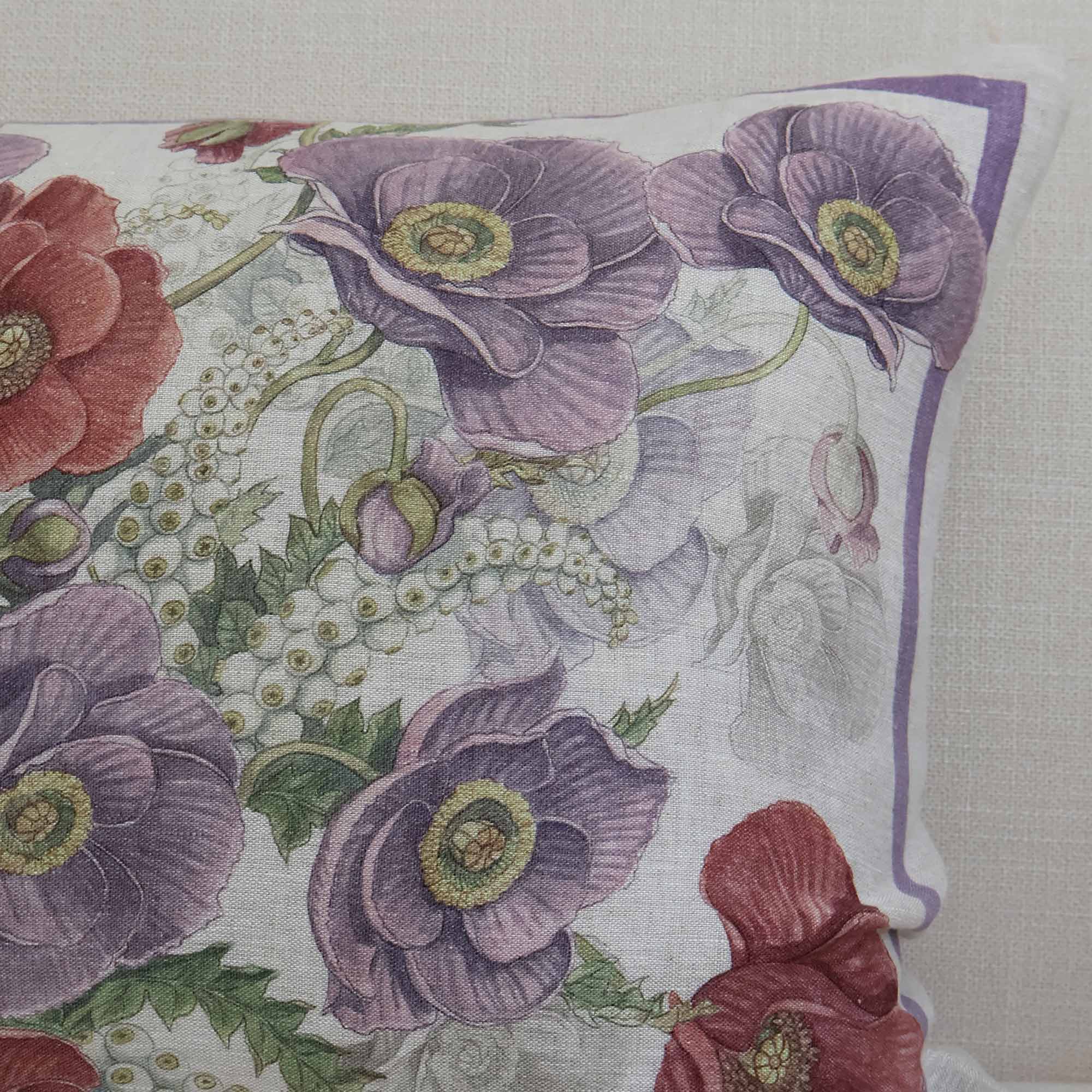 Fields of Poppies Linen Boudoir Cushion